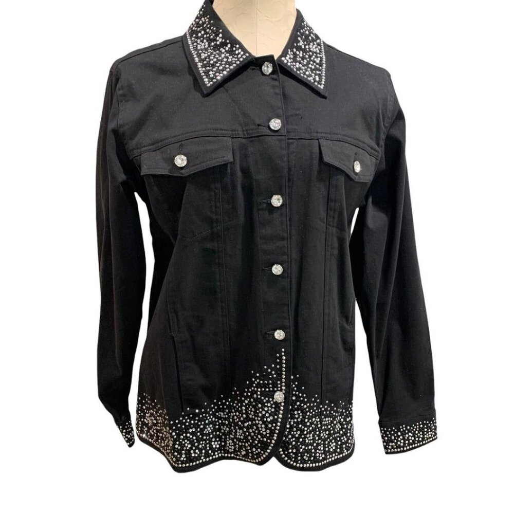 Small Quacker Factory‎ Women's Black Embellished Button Up Jacket